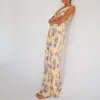 Abiti casual Heziowyun femminile Sleeveless Disegna Vale a V Deep Tie-Up Flower Summer Summer Maxi Long Dress per feste di vacanza