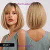 Nytt fullt huvuduppsättning med snygga lugg och lutande rosa bobo kort hår peruk för kvinnor