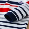 Shirt per ragazzi Polo di alta qualità di cotone Spring Autumn Autumn Long Stripe Righited Top Top Bids Casual Brancabile 240425 240425