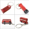 Keychains Lanyards Retro Red London Bus Keychain Creative 3D Post Mail Box Telephone Booth Pendant Keyring For Women Men Tourist Souvenir Gifts