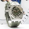 Designer Watch Luxury Automatic Mechanical Watches 15720 Series 42 Diameter Army Green Dial Rostfritt stål Material Mens Full Set Movement Wristwatch