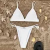 Swimwear White White Pearl Bikini Magent de bain Femme 2024 Sexy Thong Bikinis Ensembles Push Up Brésilien Biquinis Bathing Feme