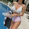 2021 INS Style podzielony strój kąpielowy wysoki talia Kobiety Korean Sexy Hot Spring Swimsuit Kobiety bikini