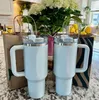 أكواب ألوان زرقاء زرقاء زرقاء جديدة 40oz أكواب البهلوان مع مقبض Tumblers المعزول أغطية القش القهوة المصنوعة من الفولاذ المقاوم للصدأ كؤوس DHL السفينة