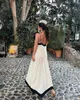 Wholesale Style Womens Summer Lazy Holiday Elegant Contrast Color V Neck Thin Strap Dress