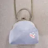 Bolsas de ombro Bordado de verão Flores de moda vintage Tote Shell Lock Cadeia Mulheres Bolsa Crossbody Bolsa Feminina Bolsas