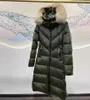 Women Designer winter down jackets White duck down Long parkas black Green Outdoor coat Big Fox fur Hooded Size 1234