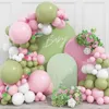 Décoration de fête 79pcs rose vert blanc ballon de latex balon garland arc kit pour l'anniversaire de mariage de baby shower anniversaire