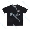 Rhude Shorts Big Sixes 2024 Men's t-shirts Rhude Summer Dames Rhude Fashion Classics Designer T-shirts straat retro losse casual letter ronde nek kort 817