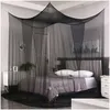 Mosquito Net Sexy Four Door King Queen Double Size Home Single łóżko Zapobiegaj owadom Outdoor Square Grace White Canopy 230919 HomeFaor Dherd