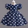 Flickans klänningar 3-12 år flickor polka-dot klänning 2023 sommar ärmlös bow boll klänningskläder barn baby prinsessa klänningar barn klädsel2404
