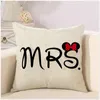 Pillow Wedding Covers LOVE MR MRS Letter Print Case Couple Bedroom Decorative Cotton Linen S