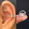 Charm 1Pc Hollow Geometry Rainbow CZ Cuff Wrap Clip On Earrings Women Girls Climber Ear Cartilage Bone Clips Fake Earring Non Piercing