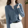 Women's Knits Women Sweater Stylish Crew Neck Cardigan Soft Knitted For Daily Comfort Fashionable Long Sleeve Design High