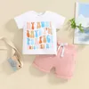 Clothing Sets Kids Clothes Boys Girls Summer Outfits Casual 2Pieces Activewear Letter Print Short Sleeve T-Shirts Shorts Sets