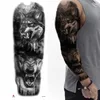 Tattoo Transfer temporärer Tattoos für Mann Großgröße Arm Ärmel Tattoo Aufkleber Körperkunst falsches Tattoo für Frauen Schwarzer Wald Tatoo Wolf 240426