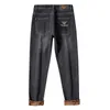 and Veet Thickened Brand Jeans for Mens Loose Small Straight Elastic Warmth Integrated Cold Resistant
