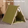 Cat Carriers Crates Houses Simple design of wooden cat and dog bed wooden pet tent mosquito proof pet sleep indoor cat bed products 240426