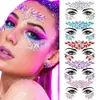 Tattoo-overdracht 5-stcs/kit sexy diamanten gezicht tattoo-stickers kleurrijke glitter kristallen feest gezicht sticker 3D zelf-kloppende steentjes gezicht juweel * 240427