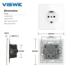 Drives Viswe Eu Standard Touch Switch and Socket 220v 16a Black Full Mirror Crystal Tempered Glass Panel Electrical Outlets