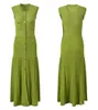 416 XXL 2024 Milan Runway Dress SPring Summer Sleeveless Green Sequins Crew Neck Womens Dress Fashion High quality YL