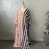 Luźne w paski afrykańskie długie sukienki dla kobiet muzułmańskie szyfonowe maxi femme szata nigeryjskie ubrania moda kaftan letnia abaya sukienka 240415