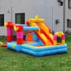 Bouncer House Red and Yellow Star uppblåsbar Bouncer Slide Castle Climbing Wall Basketball Hoop Kids Party Outdoor Indoor Jumping Playhouse Small Toys Presents