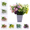 Fleurs séchées 15 têtes fleurs artificielles en plastique fausses plantes jardin de mariage jardin de mariage en / extérieur en soie fausses plantes arrangement floral décor