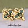 Designer lyxiga smycken örhänge hög version Lucky Clover Ear Clam V Gold Thicked 18k Rose Plated Earstuds Malachite örhängen och