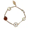 Top Grade luxe Vancleff Designer Bracelet Hoge versie Zeven ster Ladybug vijf bloemarmband vrouwelijk 18K goud dubbelzijdig natuurlijk wit fritillaria handwerk