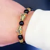 Beaded Luxury Black Stone Bead Mens Armband Leopard Head Charming Womens Par Jewelry Valentines Day