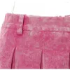 Skirts High Street Sexy Women Pink Denim Mini Skirt Designer Brand Waist Pleated A-Line Short Fashion 2024 Clothing