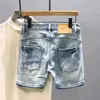 Fashion Summer Luxo vintage y2k jeans designer lavado desgastado rasgado vintage clássico blue namorado jeans shorts masculino 240425