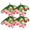 Fiori decorativi 4pcs artificiale vero touch 9 teste bouquet finto tulipano di nozze cerimonia di fiore composizione da giardino rosa