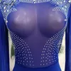 Party Dresses See Through Royal Blue 2024 Short Prom Exquisite Crystals Full Sleeves Sheath Black Girls Cocktail Gowns