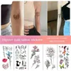 Tattoo Transfer 1st Sexy Flower Waterproof tillfällig tatuering klistermärke Rose fjäril Snake Flash Tatto Woman Arm Body Art Fake Tatoo Man Child 240427