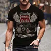 T-shirts masculins Vintage pour hommes T-shirt Crew Neck Pullover Short Slve Top Route 66 Biker Imprimé Vêtements surdimensionnés Strt T-shirt décontracté pour hommes T240425