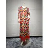 Vêtements ethniques Impression florale Robe maxi pour femmes robes de fête de gland musulman Eid Mubarak Maroc Kaftan Dubai Abaya Turkey Robe Jalabiya