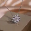 Hochzeitsschmuck Sets 925 Silver Fashion Snowflake Blume Set glänzend Kubikzirkonia Elegante Ringohrring Halskette Braut H240426