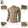 Tactische T-shirts US Army Military Uniform Hunting Tactical T-shirt Lange mouwen Cotton Derde generatie Battle Kikkerhemd Heren Training Camo Shirt 240426