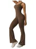 2024 Zomer dames slanke heuphefpak u nek sexy backless mouwloze wijd uitlopende broek activiteit sport yoga slijtage 240410