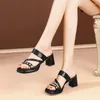 Dress Shoes Women's 2024 Slingbacks High Heels Summer Square Toe Kantoor en carrière Mode -metalen decoratie hakken sandalen