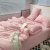 set set di biancheria da letto per ragazze a colori solidi nordici Coppia coppia copripiumino con foglio cuscino doppio punto da letto a punto singolo set completo