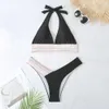 New Style Swimsuith cor sólido Sexy pendurada pescoço feminino feminino biquíni maiô