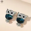 Stud Obega Fashion Cute Charms Silver Color Crystal Rhinestone Owl Stud Earrings For Women Girl Wedding Brincos Animal Jewelry Gifts d240426