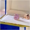 Ensemble de bijoux de mariage Choucong Brand Luxury 925 Sterling Sier Gold Fill Princess Cut Pink Topaze CZ Diamond Gemstones Party Women Ring Dhoxw