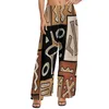 Pantalon pour femmes rétro tribal imprimé noir et blanc moderne larges dames dames surdimensionnées street model pantalon droit