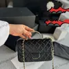 23K Black Hollow Out Dot Drill Letter Top Hand Totes Bags Classic Mini Flap Quilted Elegant Gold Chain Crossbody Sling Shoulder Purse For Womens Ladies Summer 20x12cm