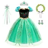 Anna veste crianças roupas de verão Crianças vestido princesa menina cosplay figurmhes halloween aniversário carnaval disfarce 240426