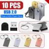 Kör 10st/Lot USB2.0 4 GB DISK USB Flash Drive 32 GB Cool Pendrive Metal 8 GB Pen Drive 16 GB USB Stick Color Flash Drive High Speed ​​Hastighet